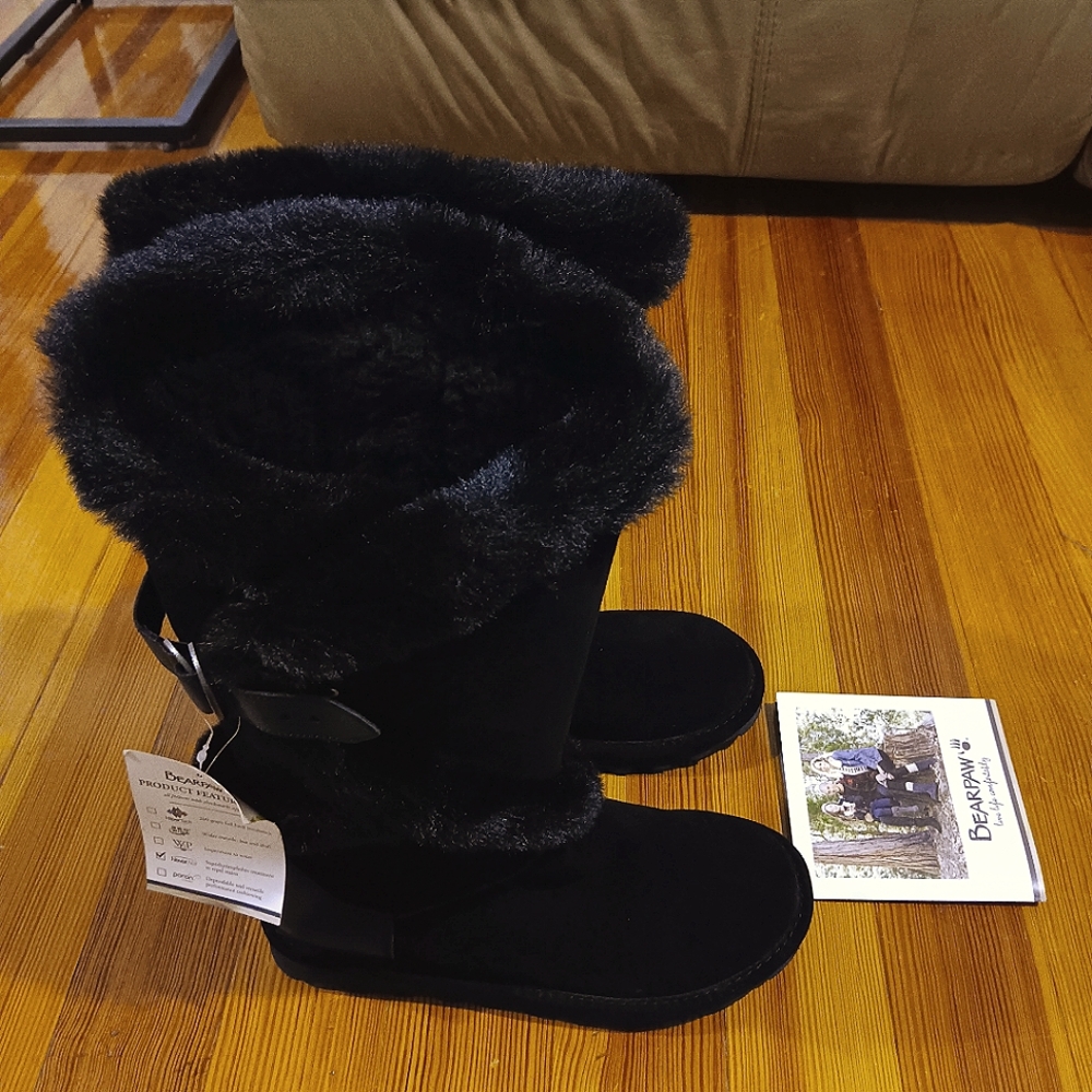 Black Faux Fur Winter Boots - Women